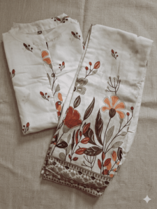 Ivory Flora Cotton Co-Ord Set for Women – Elegant Daily Wear Indo-Western Outfit - Image 2