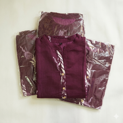 Wine Essence Cotton Co-Ord Set for Women – Stylish Indo-Western Workwear Set - Image 3