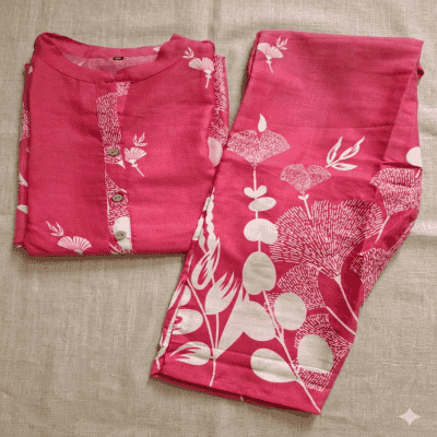 Blush Bloom Cotton Co-Ord Set for Women – Breathable Indo-Western Office Wear - Image 2